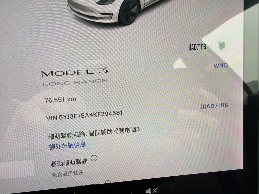 特斯拉model3（进口） 2019款长续航后驱版